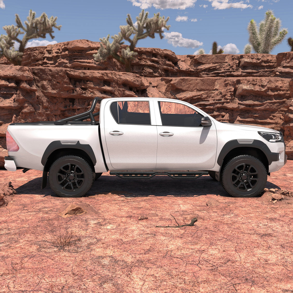 6 Inch Running Boards Fits For 2024 - 2025 Toyota Tacoma Double/Crew Cab 4 Full Doors Coated Black Powder Coated Side Steps - Fab Heavy Parts