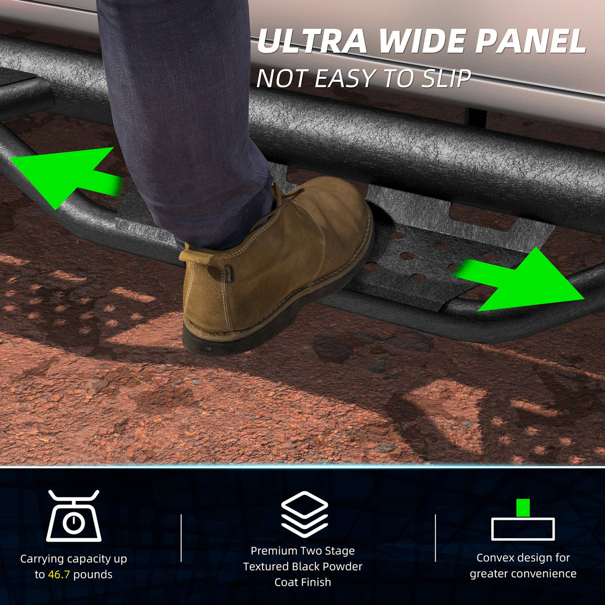 6 Inch Running Boards Fits For 2024 - 2025 Toyota Tacoma Double/Crew Cab 4 Full Doors Coated Black Powder Coated Side Steps - Fab Heavy Parts