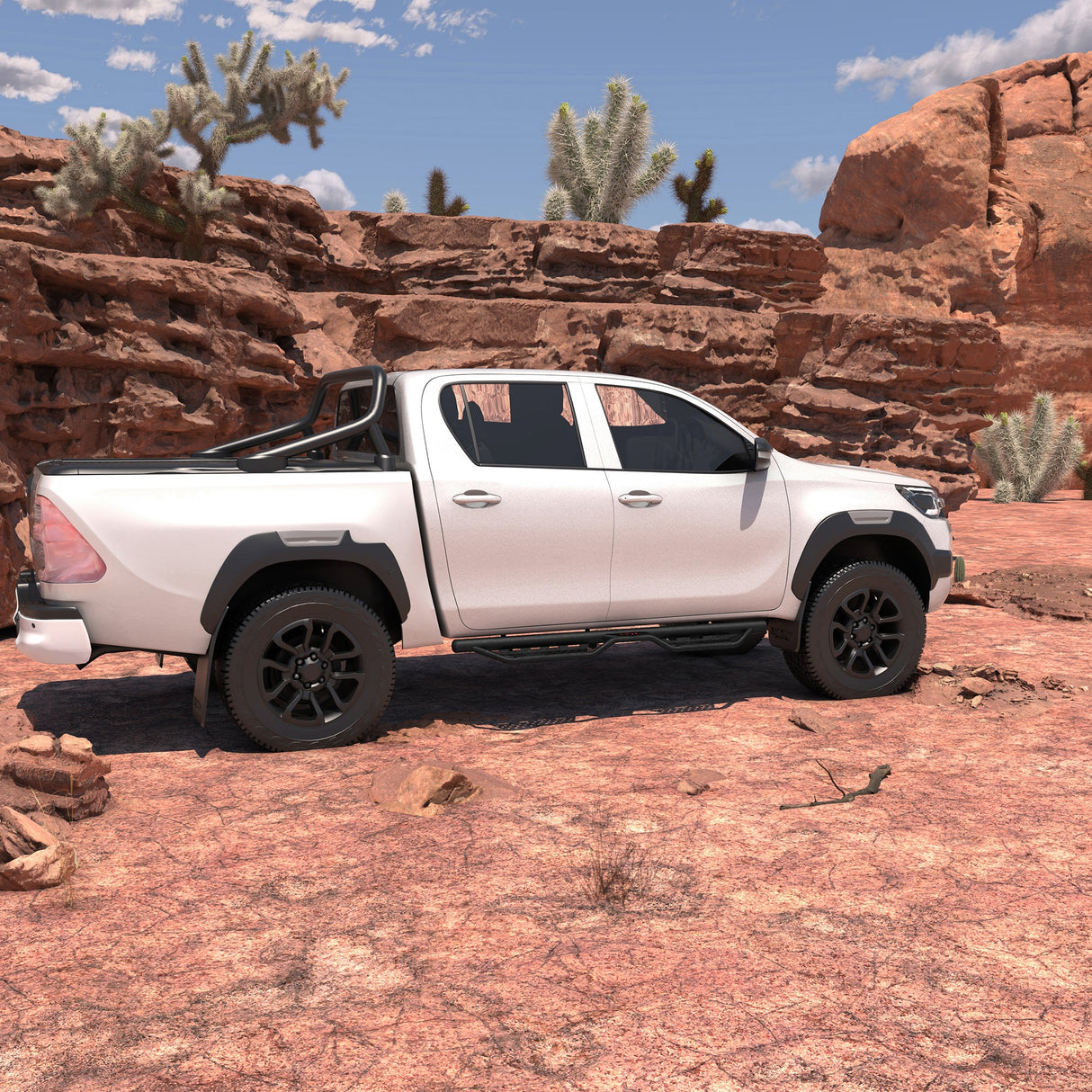 6 Inch Running Boards Fits For 2024 - 2025 Toyota Tacoma Double/Crew Cab 4 Full Doors Coated Black Powder Coated Side Steps - Fab Heavy Parts