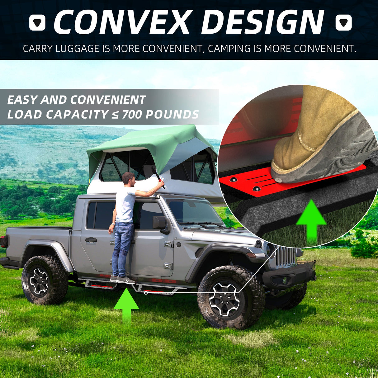 6 Inch Running Boards For 2020 - 2025 Jeep Gladiator JT 4 Door Side Steps - Fab Heavy Parts