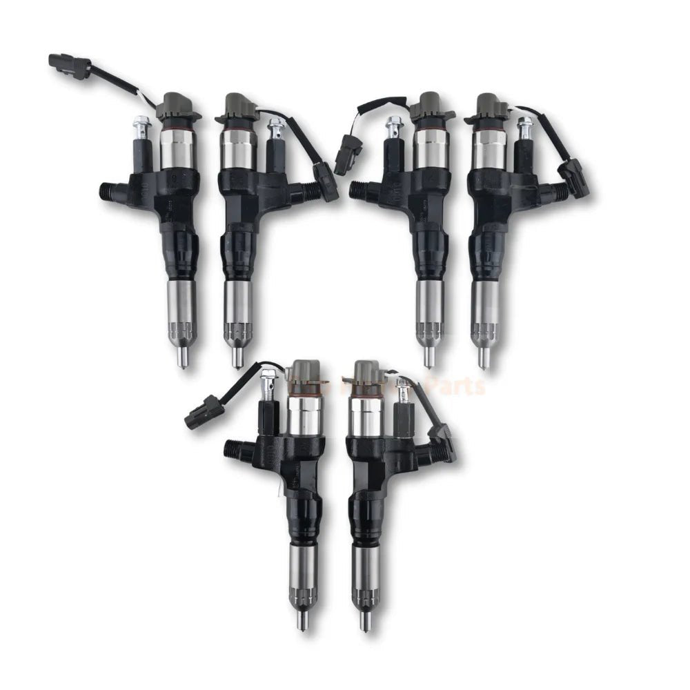6 PCS Fuel Injector 095000 - 6594 0950006594 Fits for Kobelco SK300 - 8 SK330 - 8 SK350 for Hino J08E 3.8L 4.7L 5.0L 6.5L 7.7L - Fab Heavy Parts