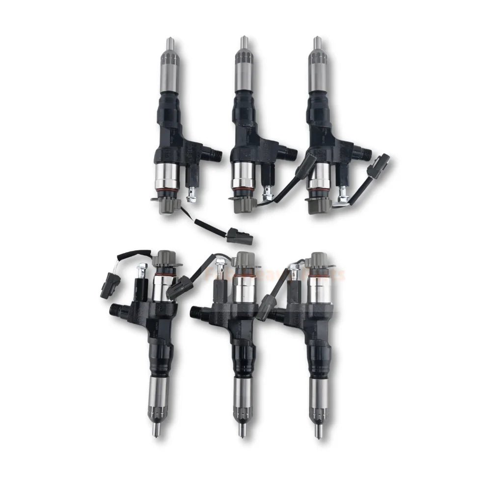 6 PCS Fuel Injector 095000 - 6594 0950006594 Fits for Kobelco SK300 - 8 SK330 - 8 SK350 for Hino J08E 3.8L 4.7L 5.0L 6.5L 7.7L - Fab Heavy Parts