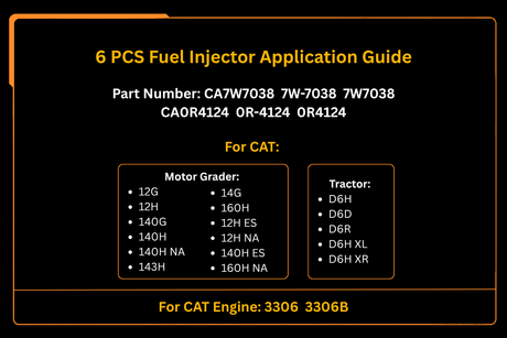 6 PCS Fuel Injector 7W-7038 7W7038 0R-4124 0R4124 Fits for Caterpillar CAT Engine 3306 3306B Tractor D6H D6D D6R - Fab Heavy Parts