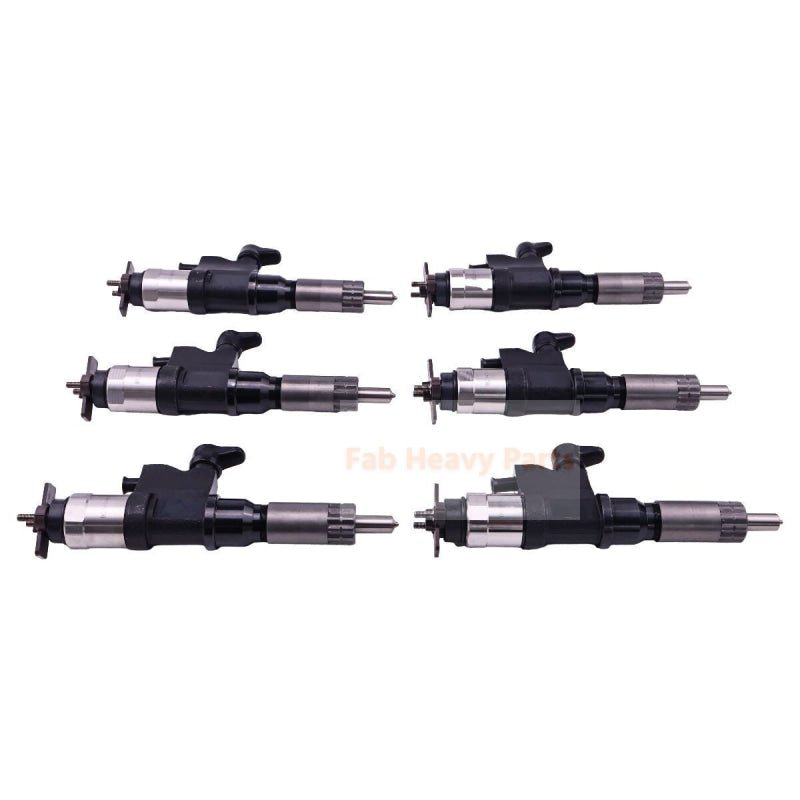 6 Pcs Fuel Injectors 095000 - 6384 Fits For Isuzu 7.8L 6HK1 Common Rail Injector 6384 - Fab Heavy Parts