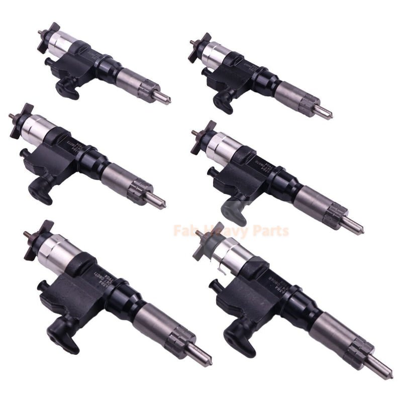6 Pcs Fuel Injectors 095000 - 6384 Fits For Isuzu 7.8L 6HK1 Common Rail Injector 6384 - Fab Heavy Parts