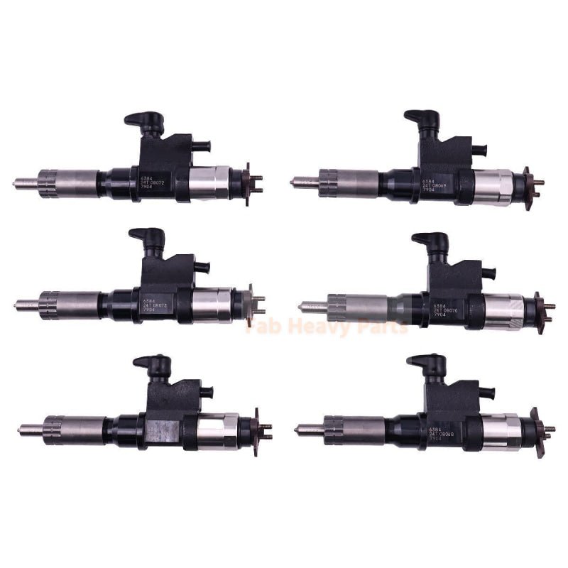 6 Pcs Fuel Injectors 095000 - 6384 Fits For Isuzu 7.8L 6HK1 Common Rail Injector 6384 - Fab Heavy Parts