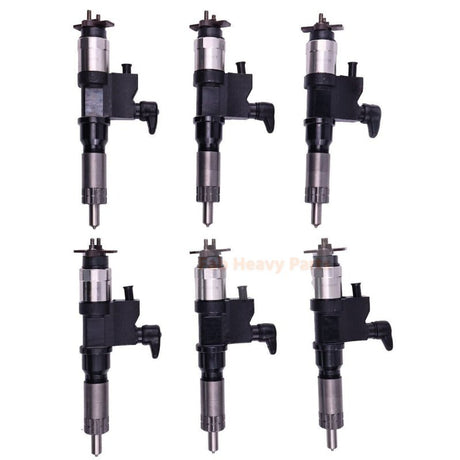 6 Pcs Fuel Injectors 095000 - 6384 Fits For Isuzu 7.8L 6HK1 Common Rail Injector 6384 - Fab Heavy Parts