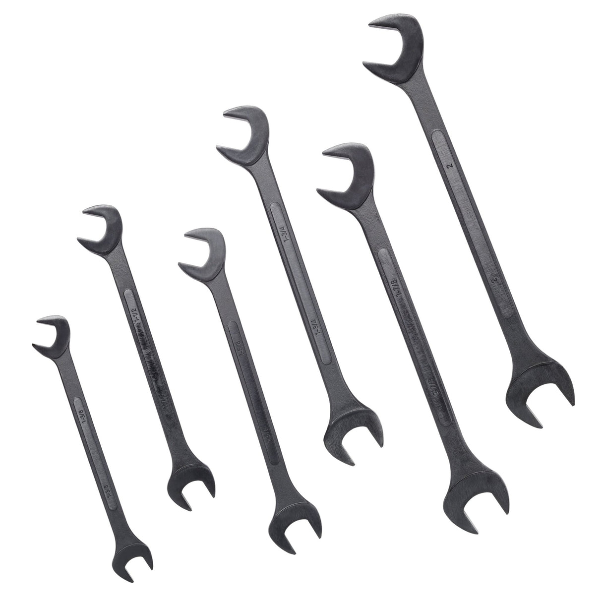 6 PCS SAE Jumbo Combination Angle Wrench Set Extra Large Black-Oxide Jumbo Combo Angle Wrench Set 1-3/8“ - 2” with Pouch - Fab Heavy Parts