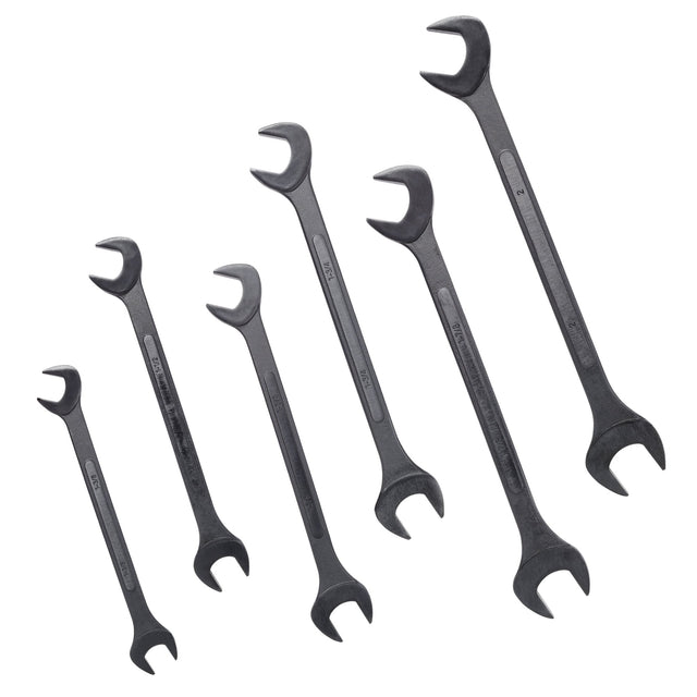 6 PCS SAE Jumbo Combination Angle Wrench Set Extra Large Black-Oxide Jumbo Combo Angle Wrench Set 1-3/8“ - 2” with Pouch - Fab Heavy Parts