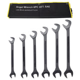 6 PCS SAE Jumbo Combination Angle Wrench Set Extra Large Black-Oxide Jumbo Combo Angle Wrench Set 1-3/8“ - 2” with Pouch - Fab Heavy Parts