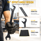 6 PCS SAE Jumbo Combination Angle Wrench Set Extra Large Black-Oxide Jumbo Combo Angle Wrench Set 1-3/8“ - 2” with Pouch - Fab Heavy Parts