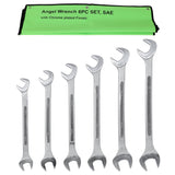 6 PCS SAE Jumbo Combination Angle Wrench Set Extra Large Chrome Plated 1-3/8" - 2" with Pouch - Fab Heavy Parts