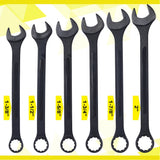 6 Piece Jumbo Combination Wrench Set SAE 1 - 3/8'' to 2'' Black Oxide with Pouch - Fab Heavy Parts