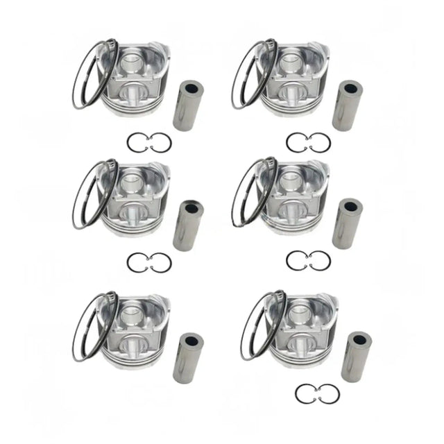 6 Pieces 100mm Piston & Piston Rings Set ME012858 for Mitsubishi 4D31 6D31 Engine - Fab Heavy Parts