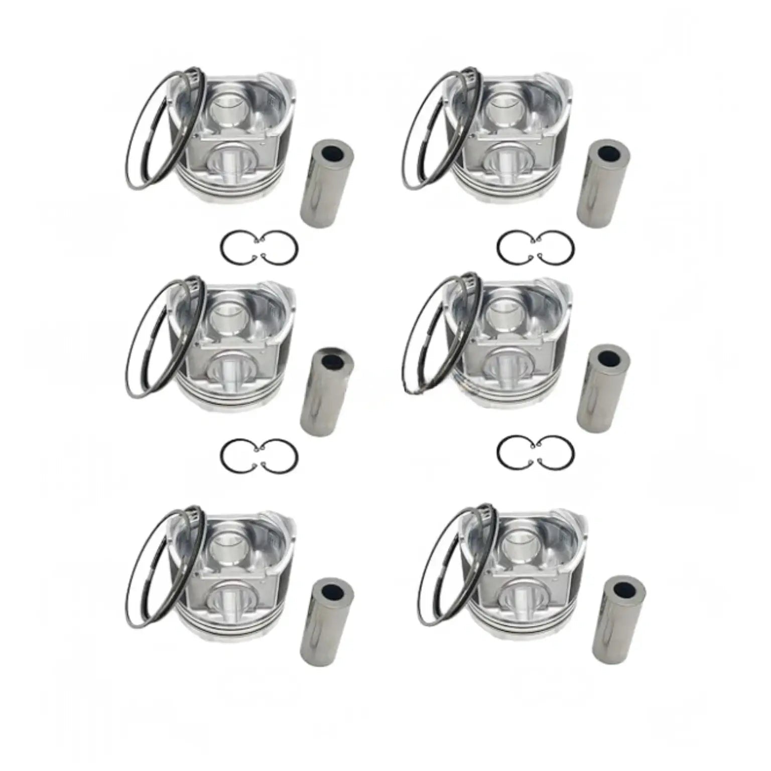 6 Pieces Piston Kit 1-12111-976-0 for Isuzu Engine 6HK1 UM6HK1 Hitachi Excavator ZX330 ZX350H ZX350W ZX360LC-HHE ZX370MTH ZX500W - Fab Heavy Parts