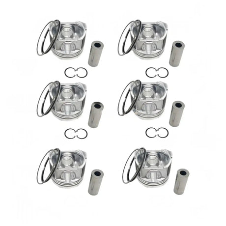 6 Pieces Piston Kit 1-12111-976-0 for Isuzu Engine 6HK1 UM6HK1 Hitachi Excavator ZX330 ZX350H ZX350W ZX360LC-HHE ZX370MTH ZX500W - Fab Heavy Parts