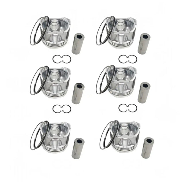 6 Pieces Piston Kit 1-12111-976-0 for Isuzu Engine 6HK1 UM6HK1 Hitachi Excavator ZX330 ZX350H ZX350W ZX360LC-HHE ZX370MTH ZX500W - Fab Heavy Parts