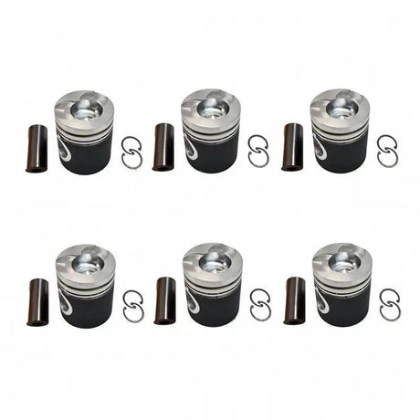 6 Pieces Piston Kit 65.02501-0172 for Doosan Daewoo Engine D1146 Excavator 290LC-V 300LC-7A Loader MEGA250-V DL250A - Fab Heavy Parts