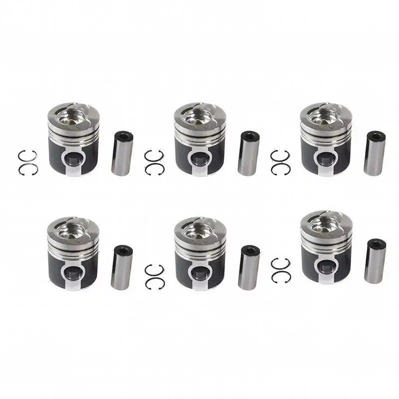 6 Pieces Piston Kit 65.02501-0222 for Doosan Daewoo Engine D2366 Excavator DH280 DH320 SOLAR 400LC-V 500LC-V 470LC-V 420LC-V - Fab Heavy Parts