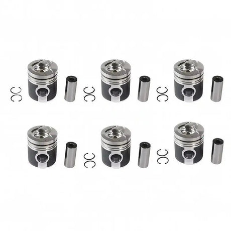 6 Pieces Piston Kit 65.02501-0222 for Doosan Daewoo Engine D2366 Excavator DH280 DH320 SOLAR 400LC-V 500LC-V 470LC-V 420LC-V - Fab Heavy Parts