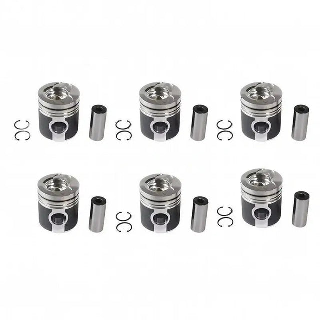 6 Pieces Piston Kit 65.02501-0222 for Doosan Daewoo Engine D2366 Excavator DH280 DH320 SOLAR 400LC-V 500LC-V 470LC-V 420LC-V - Fab Heavy Parts
