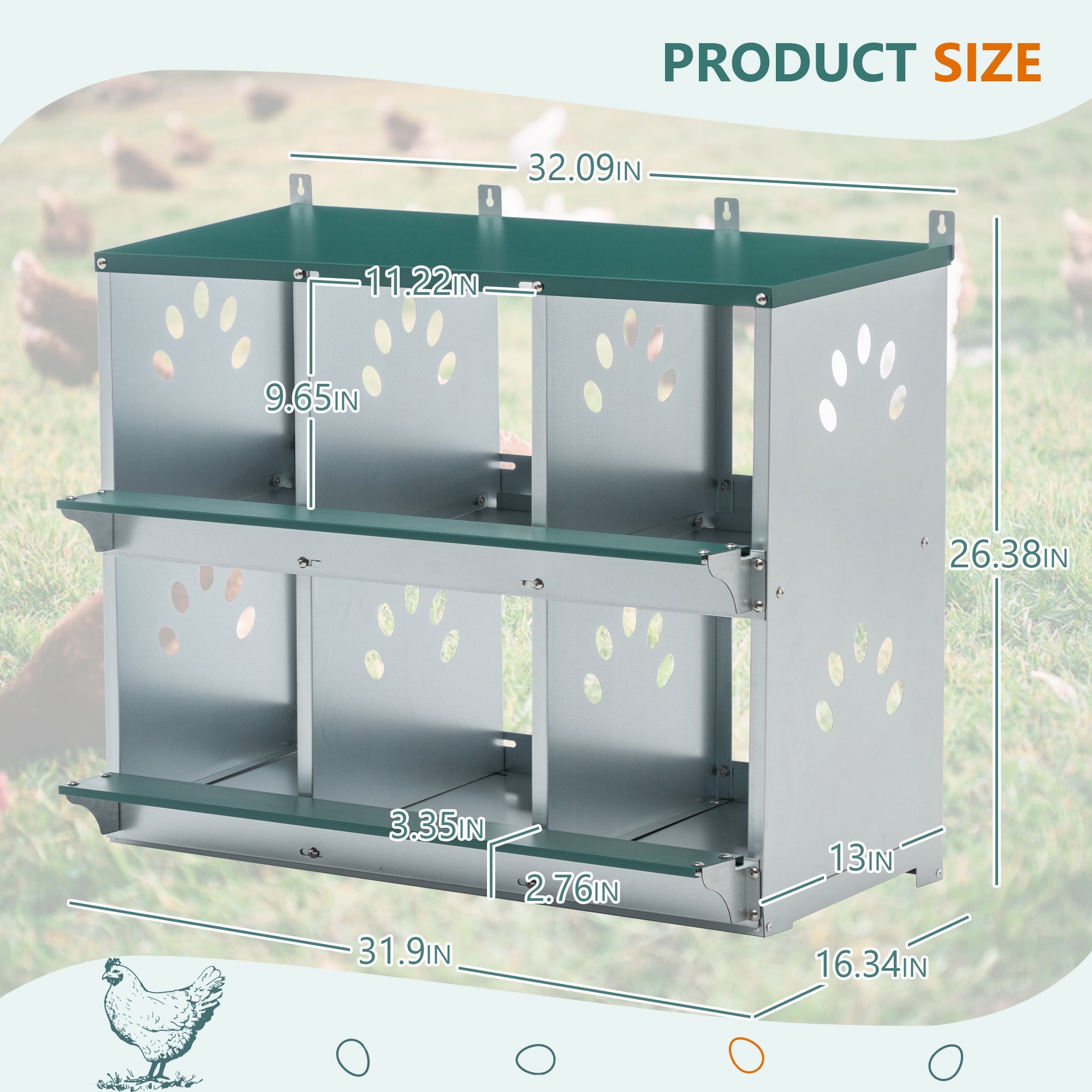 6 Room Metal Chicken Nesting Box for Chicken Galvanized Steel - Fab Heavy Parts