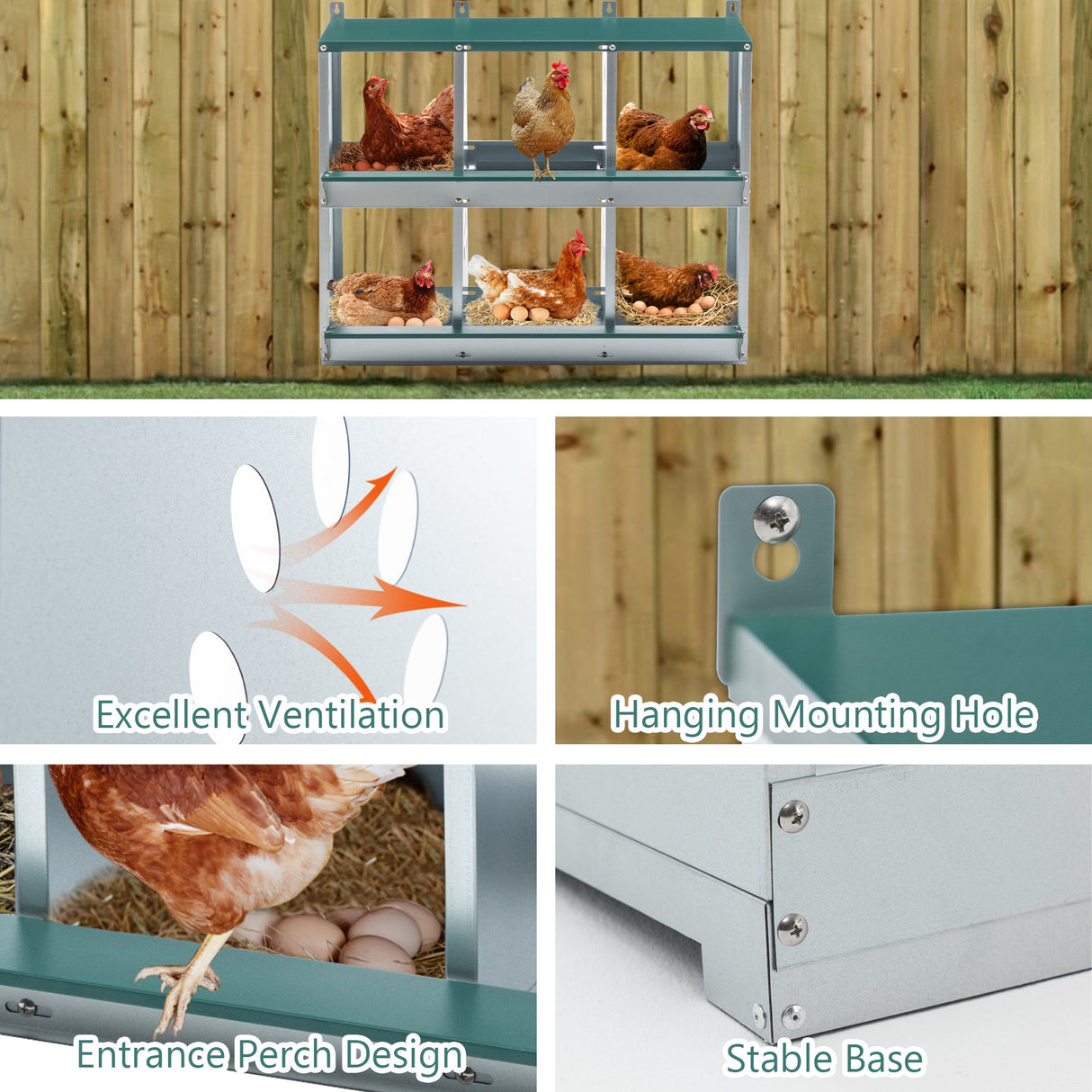 6 Room Metal Chicken Nesting Box for Chicken Galvanized Steel - Fab Heavy Parts