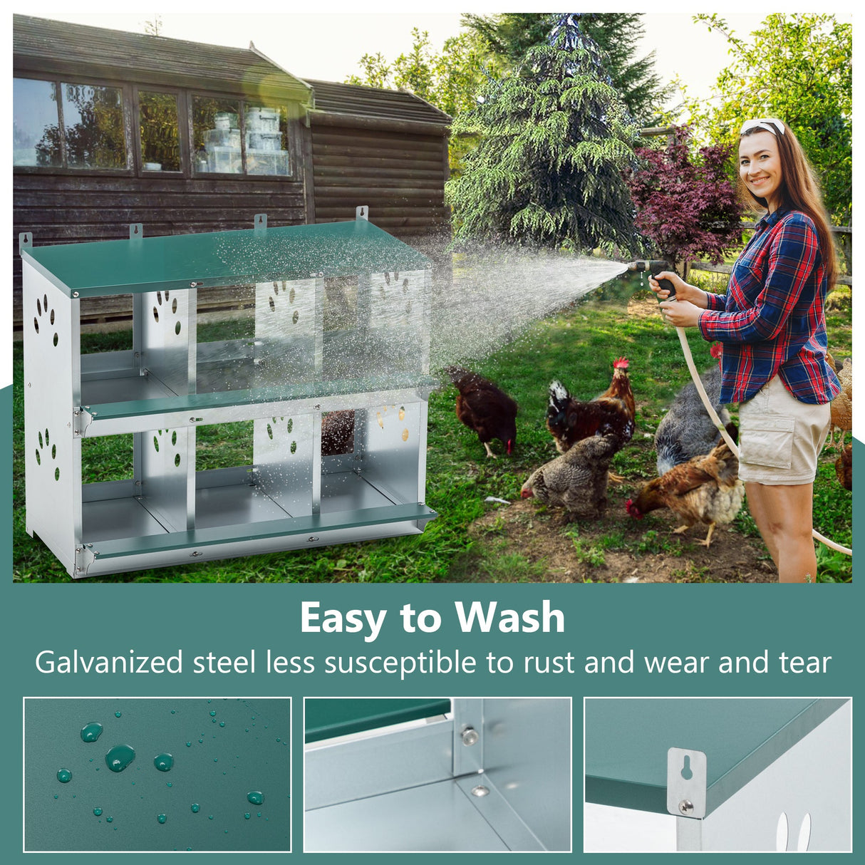 6 Room Metal Chicken Nesting Box for Chicken Galvanized Steel - Fab Heavy Parts