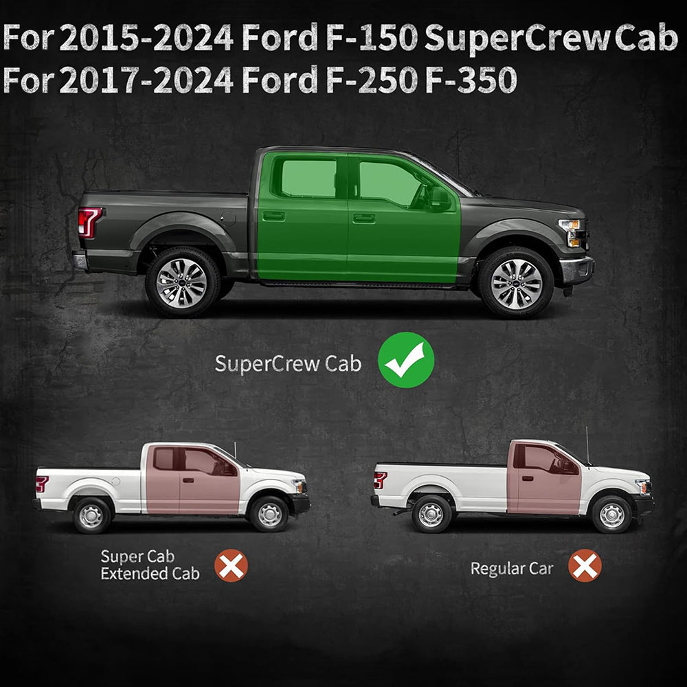 6" Running Boards Side Steps For 2015 - 2025 Ford F - 150, 2017 - 2024 F - 250 F - 350 Super Crew Cab Nerf Bars - Fab Heavy Parts