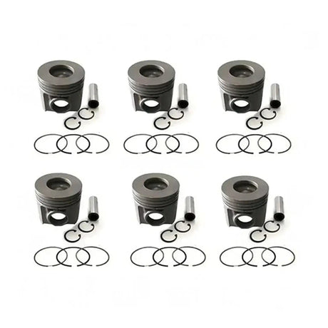 6 Sets Piston Kit With Ring 6152-32-2510 for Komatsu Engine SA6D125E-2 SAA6D125E Excavator PC400LC-7 Loader WA470-3 WA470-5 WA480-5 - Fab Heavy Parts