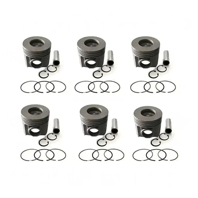 6 Sets Piston Kit With Ring 6152-32-2510 for Komatsu Engine SA6D125E-2 SAA6D125E Excavator PC400LC-7 Loader WA470-3 WA470-5 WA480-5 - Fab Heavy Parts