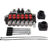 6 Spool 11GPM Hydraulic Backhoe Directional Control Valve w/ 2 Joysticks 10 SAE O - Ring Double - Acting - Fab Heavy Parts