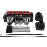 6 Spool 11GPM Hydraulic Backhoe Directional Control Valve w/ 2 Joysticks 10 SAE O - Ring Double - Acting - Fab Heavy Parts