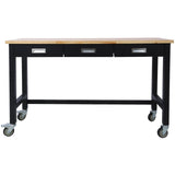 60 inch Workbench with Drawer Storage Heavy Duty Bamboo Wood Work Table with Wheels - Fab Heavy Parts