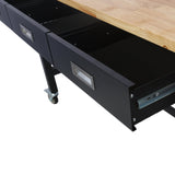 60 inch Workbench with Drawer Storage Heavy Duty Bamboo Wood Work Table with Wheels - Fab Heavy Parts