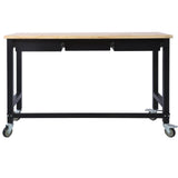 60 inch Workbench with Drawer Storage Heavy Duty Bamboo Wood Work Table with Wheels - Fab Heavy Parts