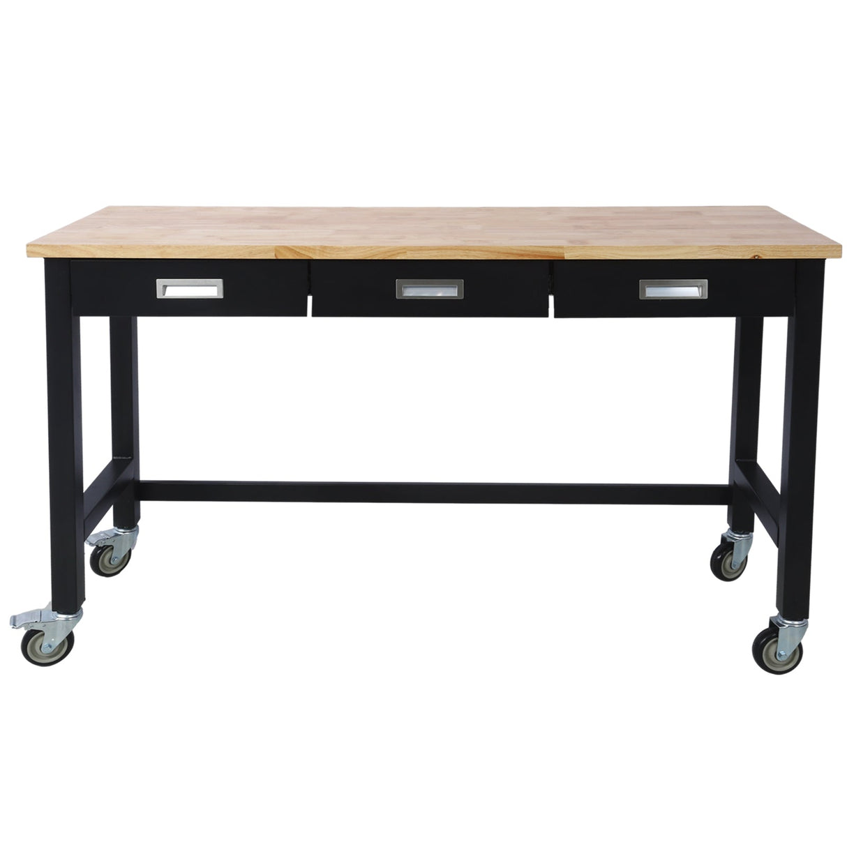 60 inch Workbench with Drawer Storage Heavy Duty Bamboo Wood Work Table with Wheels - Fab Heavy Parts