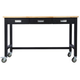 60 inch Workbench with Drawer Storage Heavy Duty Bamboo Wood Work Table with Wheels - Fab Heavy Parts