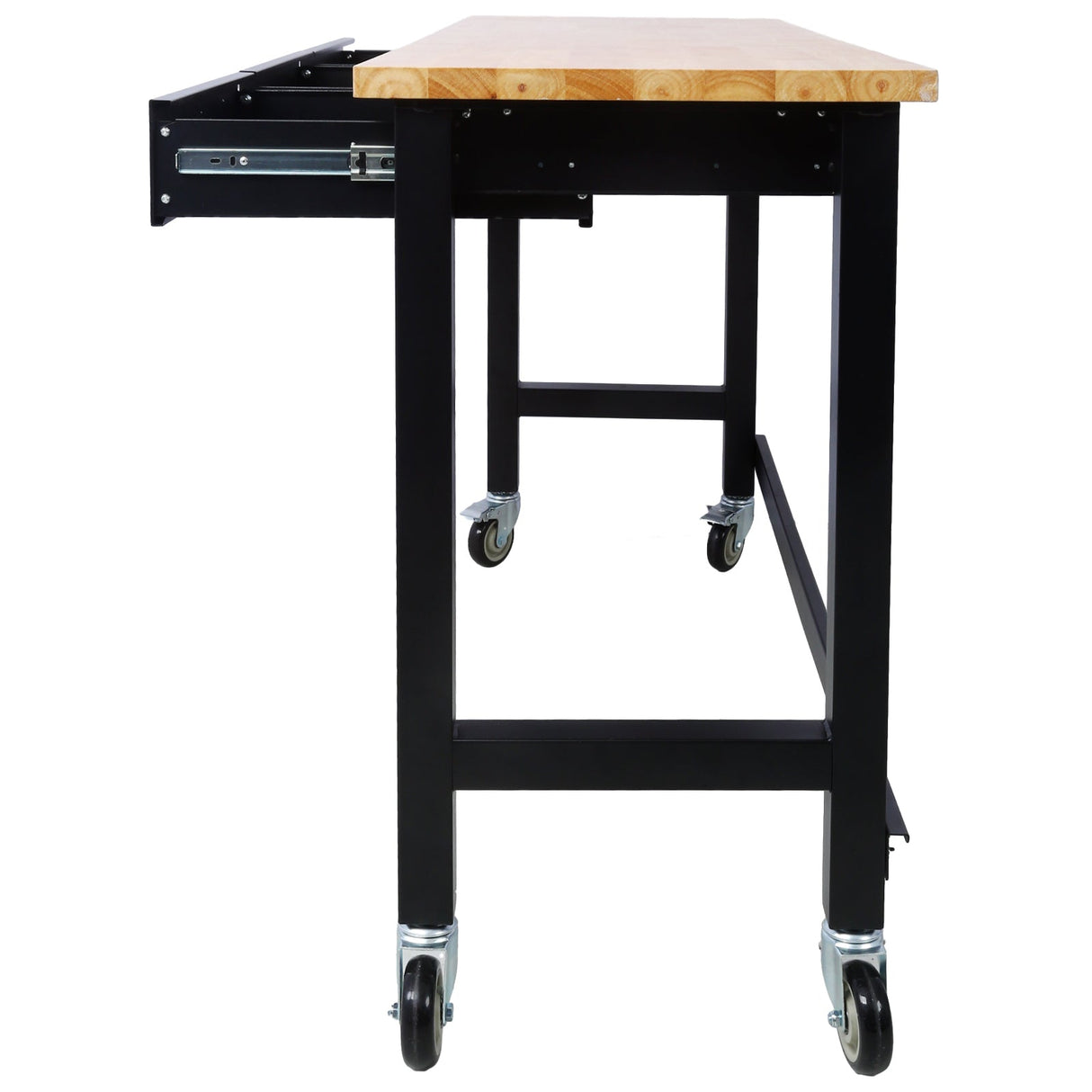 60 inch Workbench with Drawer Storage Heavy Duty Bamboo Wood Work Table with Wheels - Fab Heavy Parts