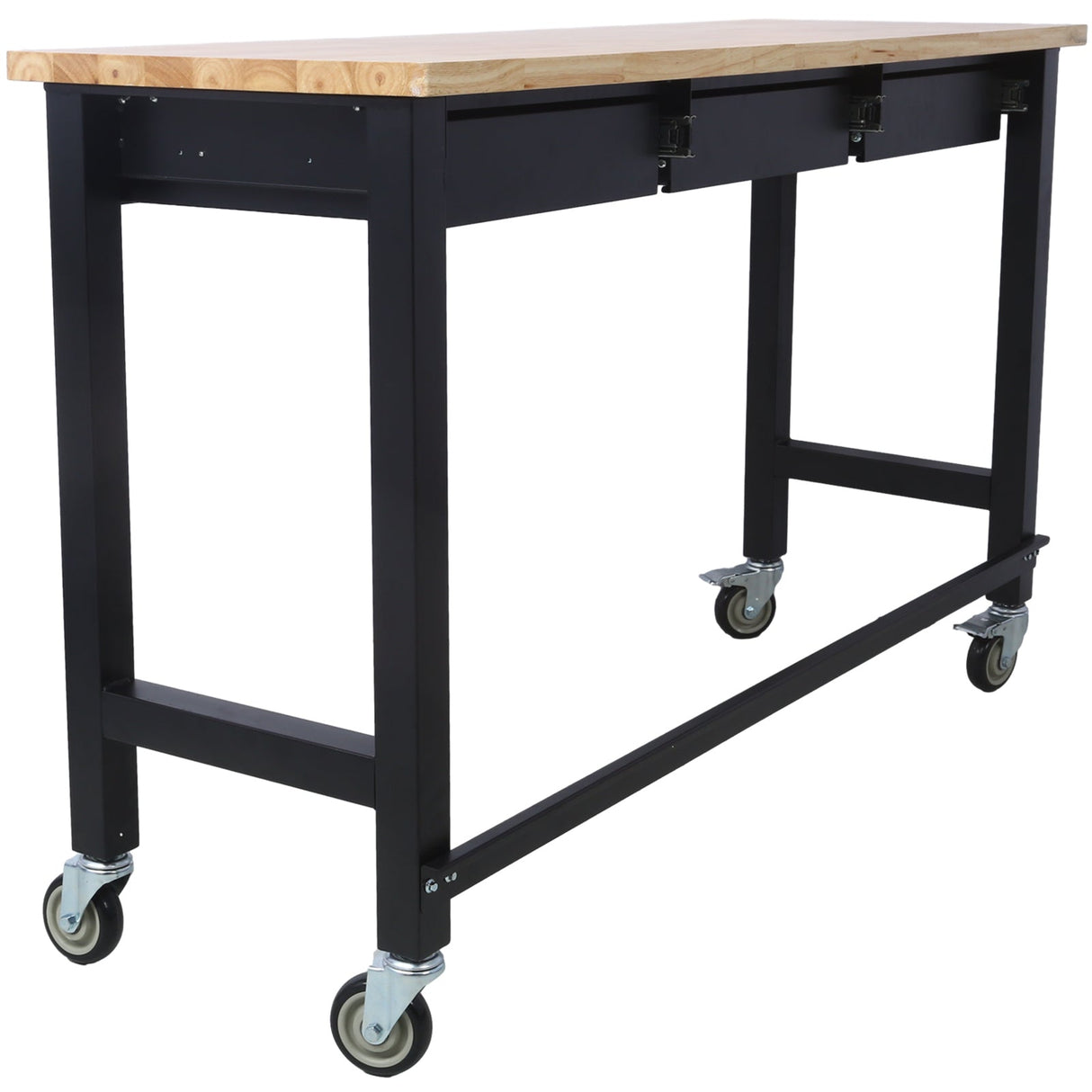 60 inch Workbench with Drawer Storage Heavy Duty Bamboo Wood Work Table with Wheels - Fab Heavy Parts