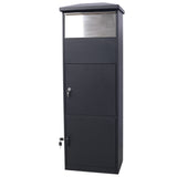 Large Package Delivery Parcel Mail Drop Box Floor Lockable Drop Slot Mail Box with Parcel Compartment--Black
