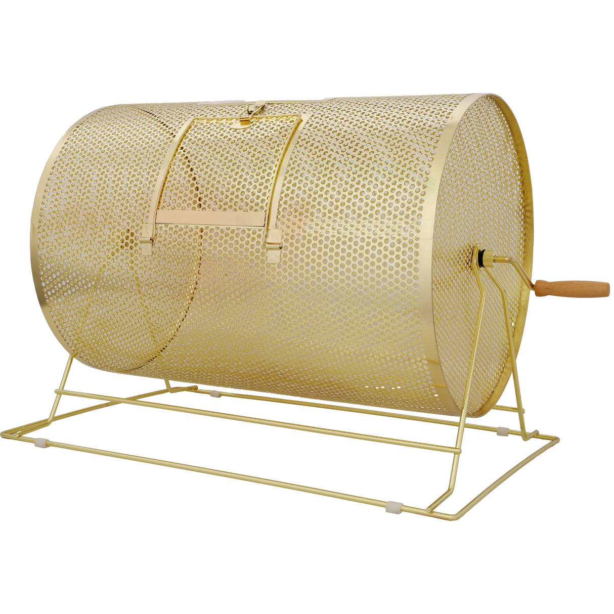 Raffle Drum Holds 10000 Tickets or 300 Ping Pong Balls Metal Lottery Spinning Drawing with Wooden Turning Handle 14.8 x Ø21.26 inch Brass Plated