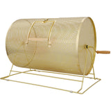 Raffle Drum Holds 10000 Tickets or 300 Ping Pong Balls Metal Lottery Spinning Drawing with Wooden Turning Handle 14.8 x Ø21.26 inch Brass Plated