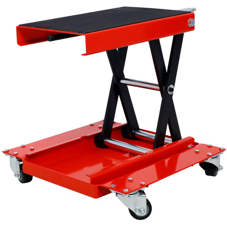 1100lb Motorcycle Lift with Dolly Jack Scissor Wide Deck--Red