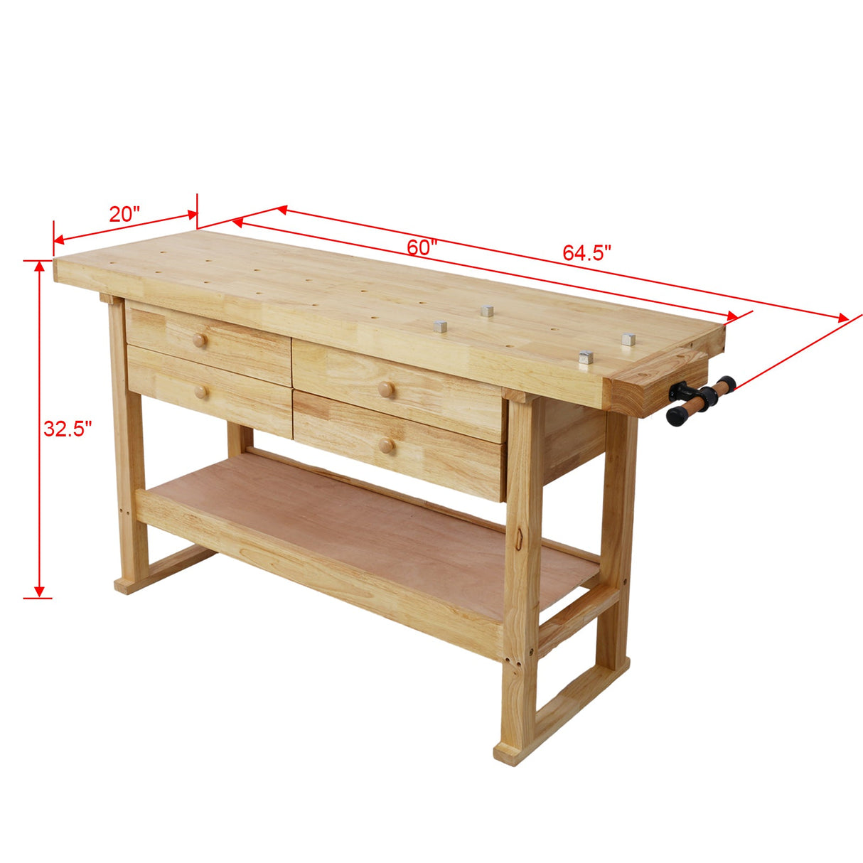 60inch Workbench with 4 Drawers Wooden Workbench for Garage Workshop and Home - Fab Heavy Parts