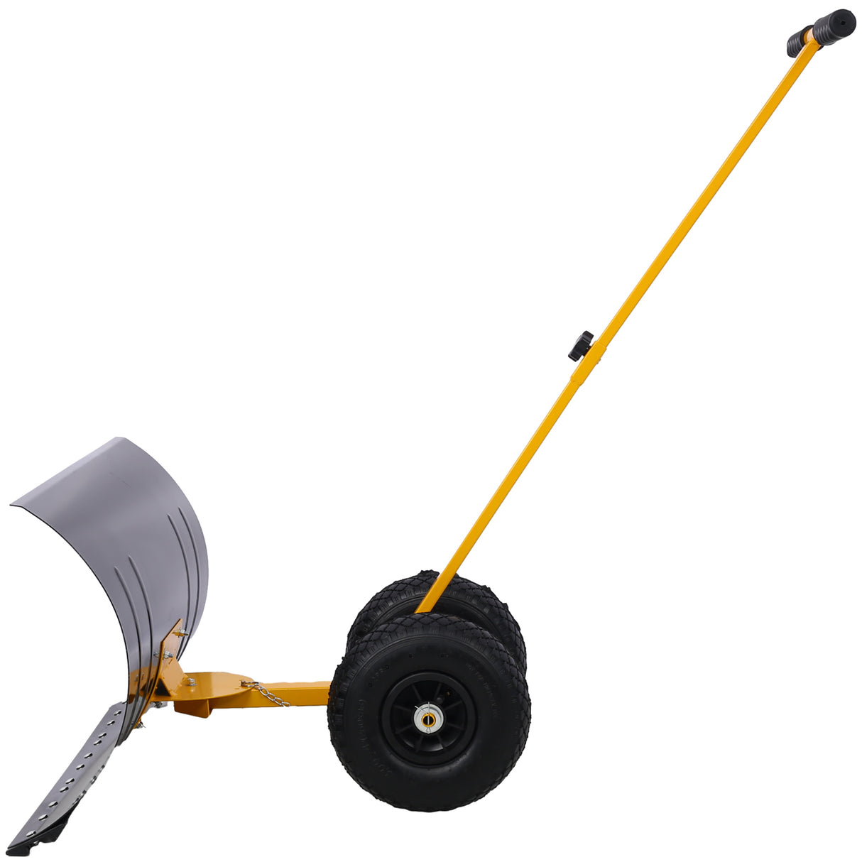 Snow Shovel with Wheels Cushioned Adjustable Angle Handle 29" Blade 10" Wheels--Yellow