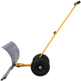 Snow Shovel with Wheels Cushioned Adjustable Angle Handle 29" Blade 10" Wheels--Yellow