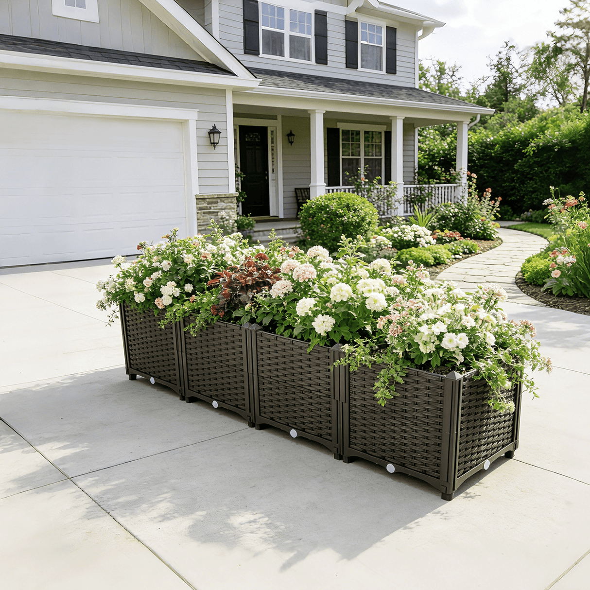 63" L X 15.7" D X 14.7" H Deep Raised Garden Bed Plastic Planter Boxes for Vegetables Flowers Herbs and Succulents Self - Watering Raised - Brown - Fab Heavy Parts