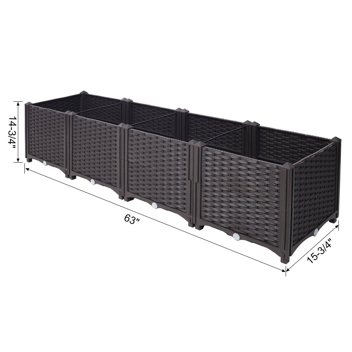 63" L X 15.7" D X 14.7" H Deep Raised Garden Bed Plastic Planter Boxes for Vegetables Flowers Herbs and Succulents Self - Watering Raised - Brown - Fab Heavy Parts