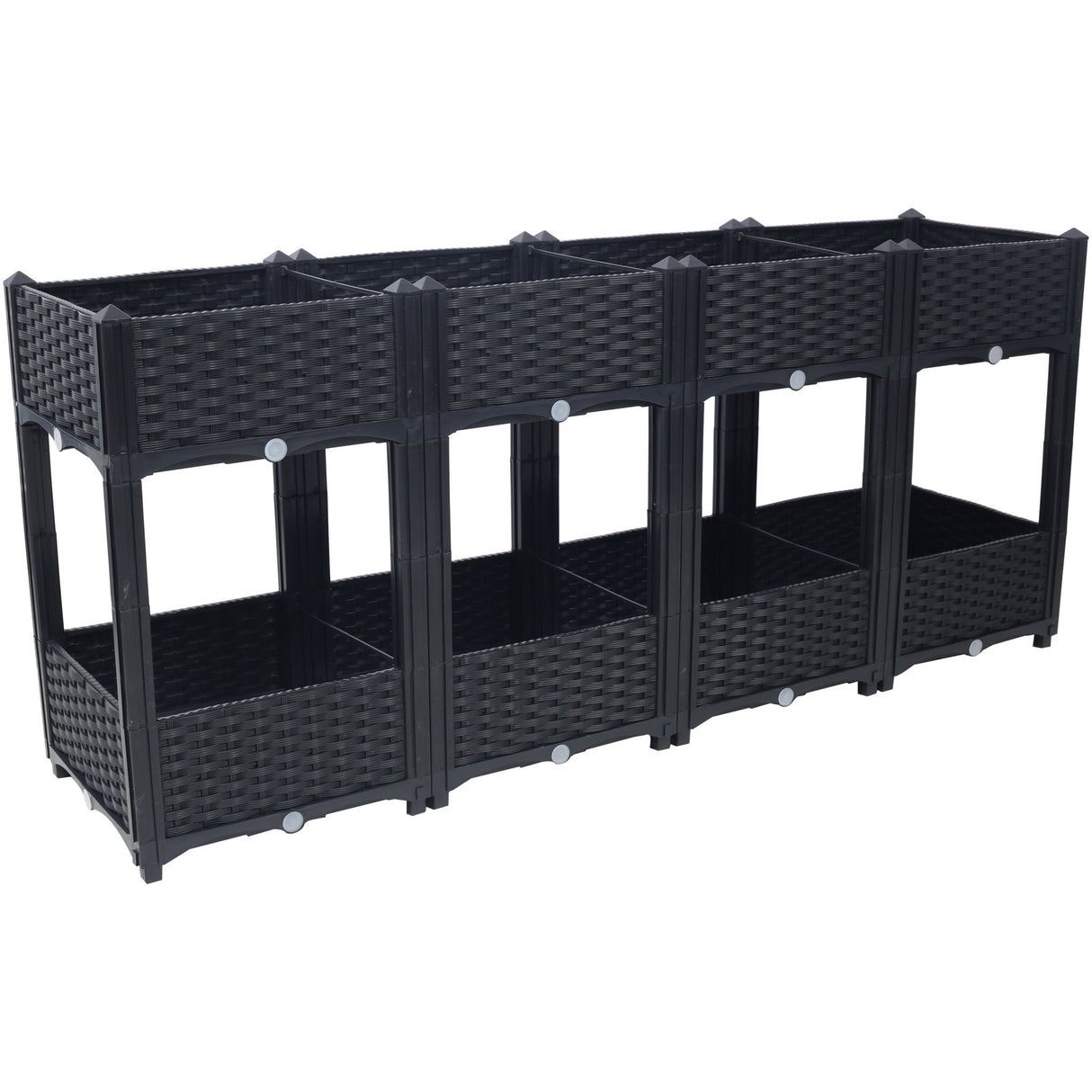 63"x15.7"x27.7" Elevated Planter Garden Box with Drainage Plug Raised Beds for Vegetable/Flower/Herb Outdoor Standing Gardening Kit - Black - Fab Heavy Parts